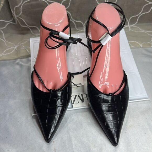 (Z) Zara, flat pointed toe shoes, ankle straps, sizes US/EU 37/6.5, 36/6 - Picture 2 of 14